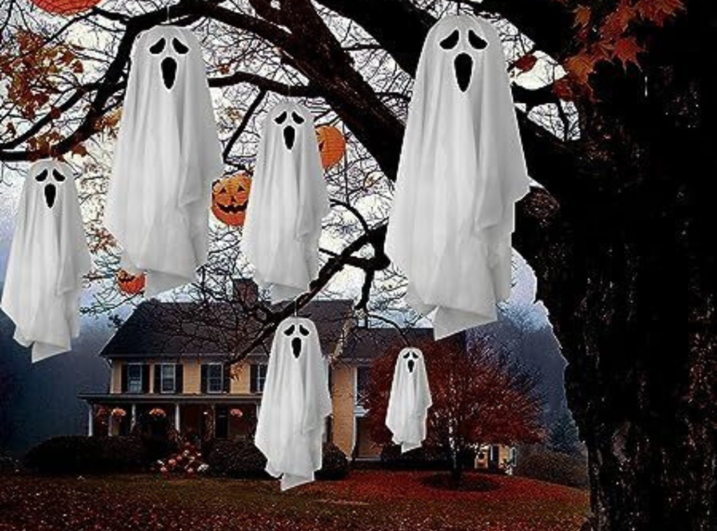 DIY Halloween Decorations: Hanging Ghosts in Trees